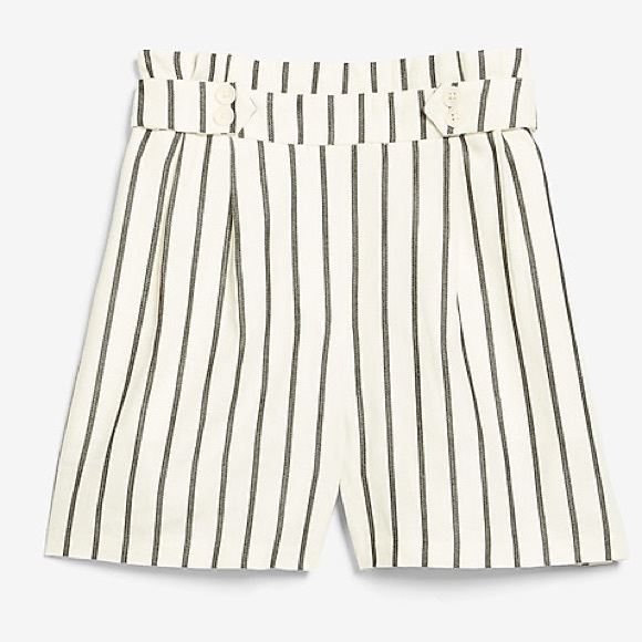 ✨New✨Express Super High Waisted Striped Linen Blend Shorts - Picture 3 of 3